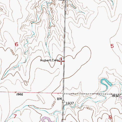 Topographic Map of Hobart Cemetery, KS