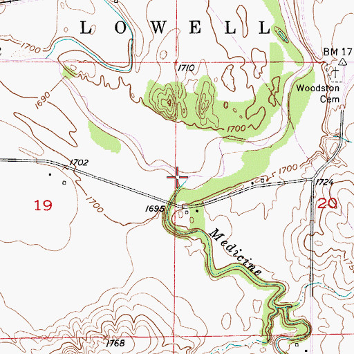 Topographic Map of Medicine Creek, KS