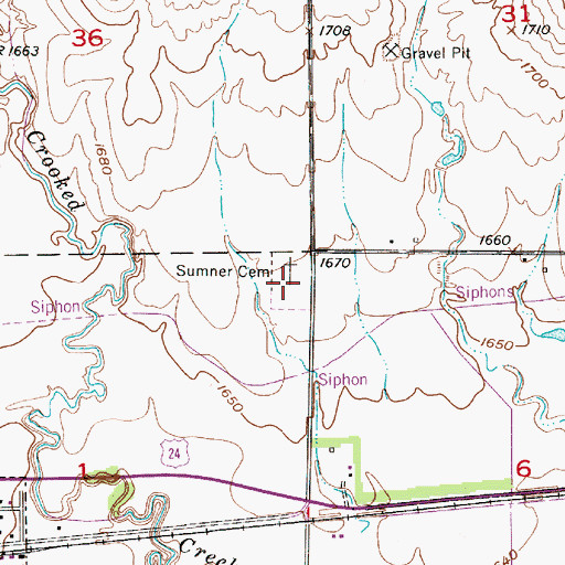 Topographic Map of Sumner Cemetery, KS