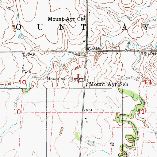 Topographic Map of Mount Ayr Cemetery, KS