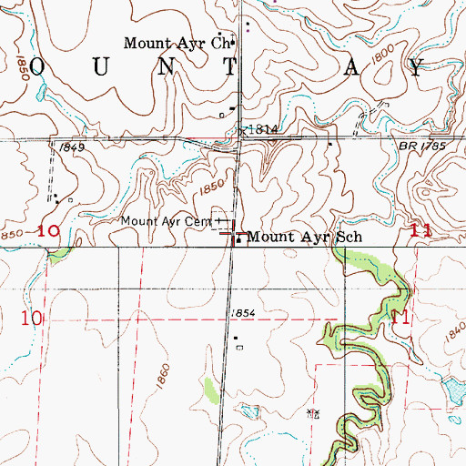 Topographic Map of Mount Ayr School, KS