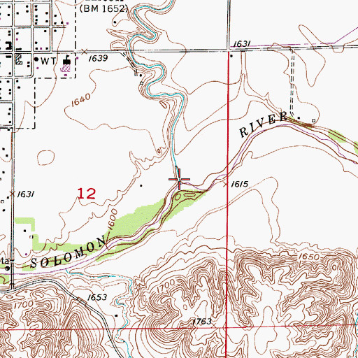 Topographic Map of Crooked Creek, KS