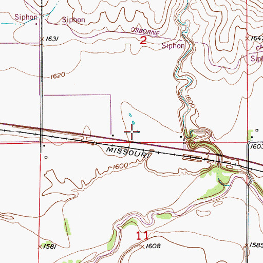Topographic Map of Riverside School, KS