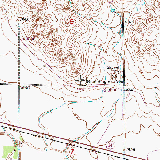 Topographic Map of Bloomington Cemetery, KS