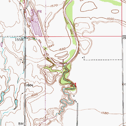 Topographic Map of Kill Creek, KS