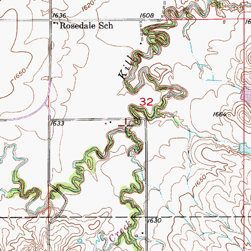 Topographic Map of East Kill Creek, KS