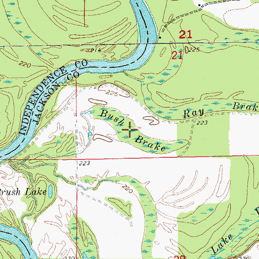 Topographic Map of Bush Brake, AR