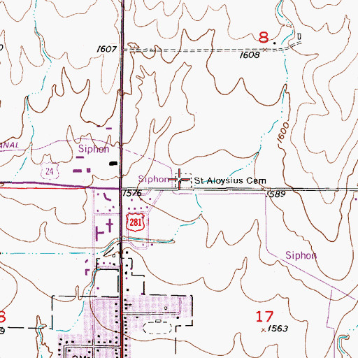 Topographic Map of Saint Aloysius Cemetery, KS