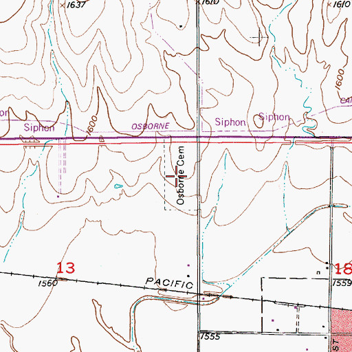 Topographic Map of Osborne Cemetery, KS