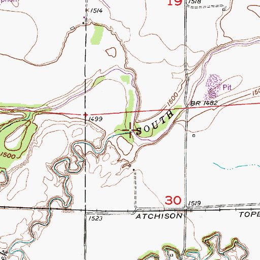 Topographic Map of Indian Creek, KS