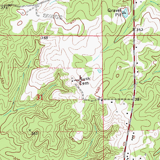 Topographic Map of Bush Cemetery, AR