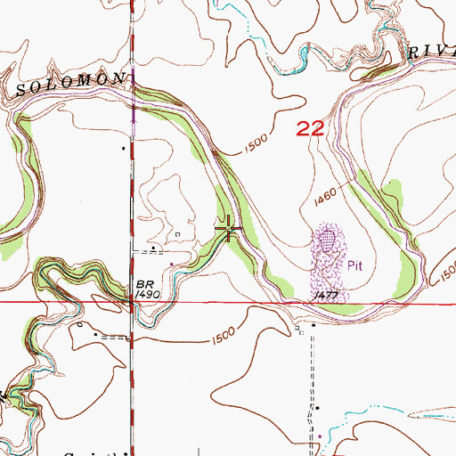 Topographic Map of Twin Creek, KS