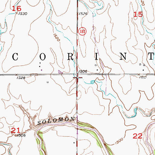 Topographic Map of Township of Corinth, KS