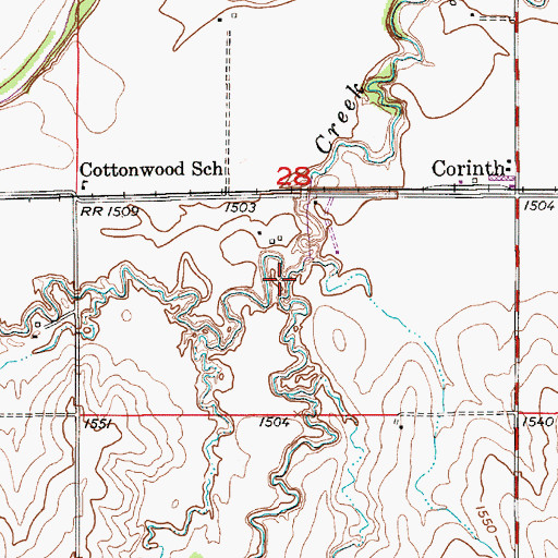 Topographic Map of East Twin Creek, KS