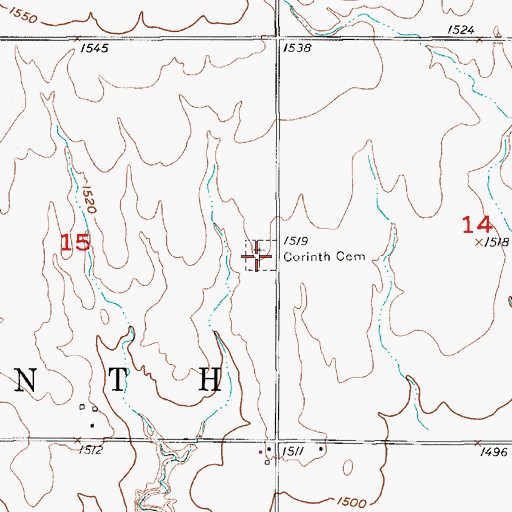 Topographic Map of Corinth Cemetery, KS