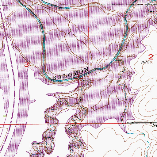 Topographic Map of Mill Creek, KS
