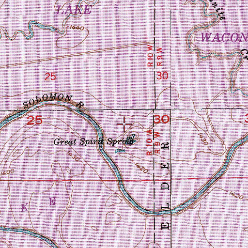 Topographic Map of Waconda Springs (historical), KS