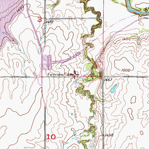 Topographic Map of Fairview Cemetery, KS