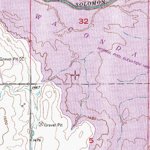 Topographic Map of Grellett Cemetery, KS