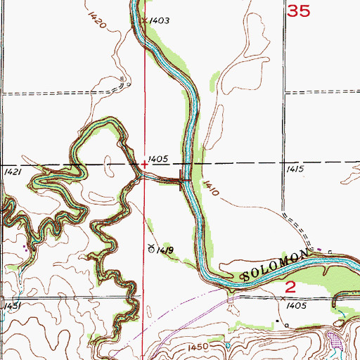 Topographic Map of Walnut Creek, KS