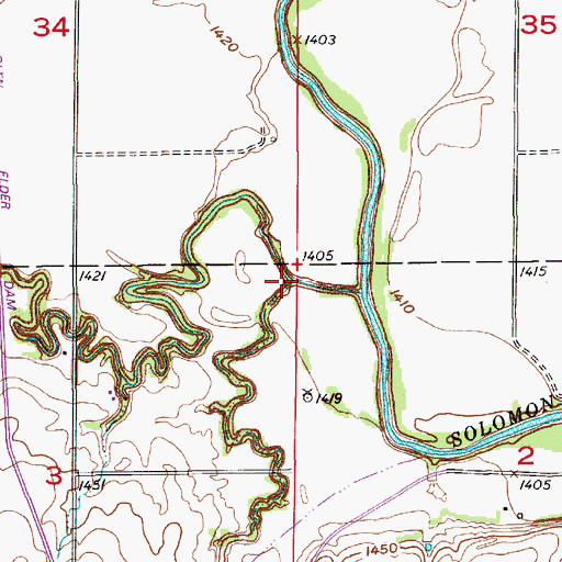 Topographic Map of Little Walnut Creek, KS