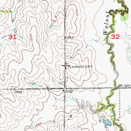 Topographic Map of Excelsior Cemetery, KS