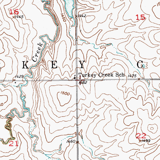 Topographic Map of Township of Turkey Creek, KS