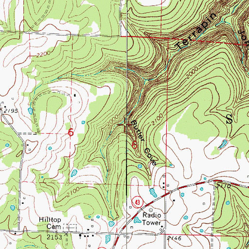 Topographic Map of Butler Cove, AR