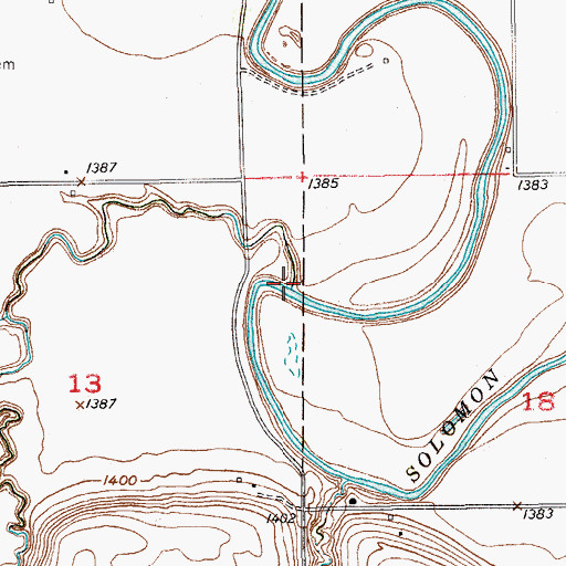Topographic Map of Indian Creek, KS