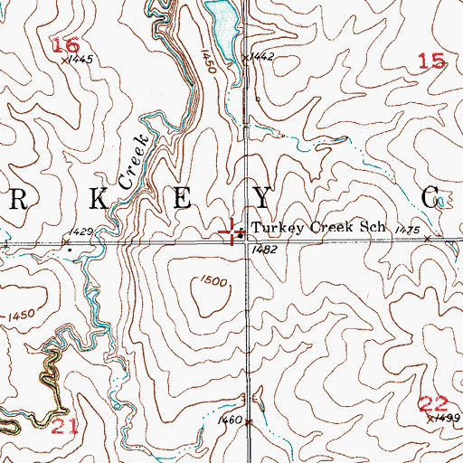 Topographic Map of Turkey Creek School, KS