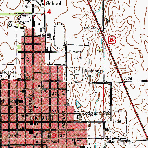 Topographic Map of Saint Johns Cemetery, KS