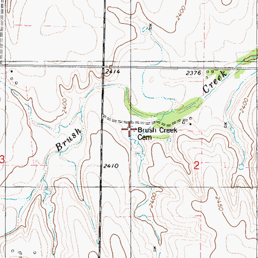 Topographic Map of Brush Creek Cemetery, KS