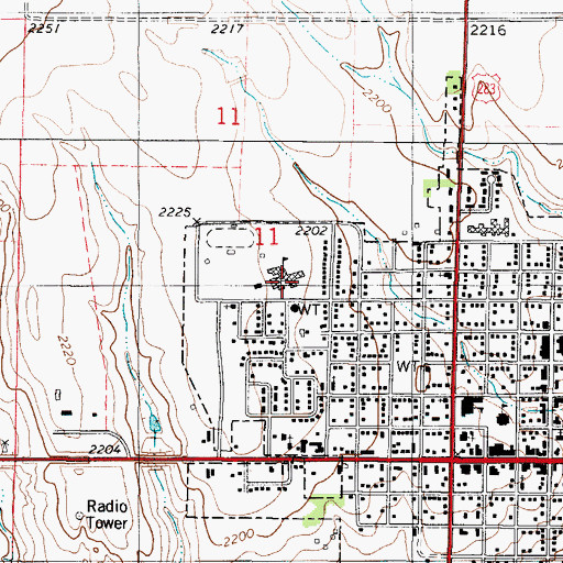 Topographic Map of Hill City Junior / Senior High School, KS