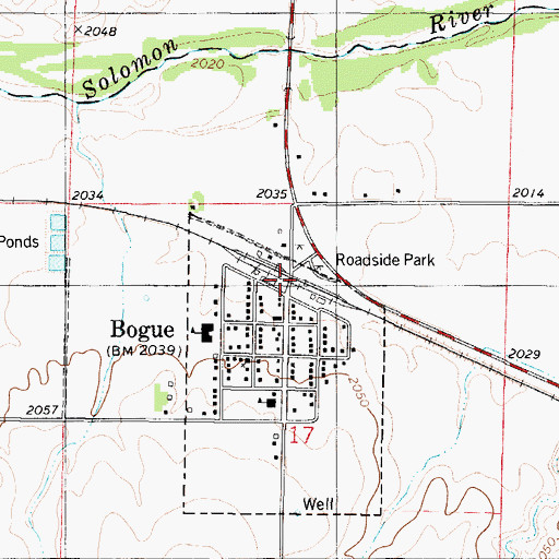 Topographic Map of Bogue, KS