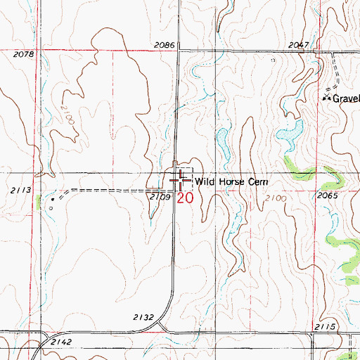 Topographic Map of Wild Horse Cemetery, KS