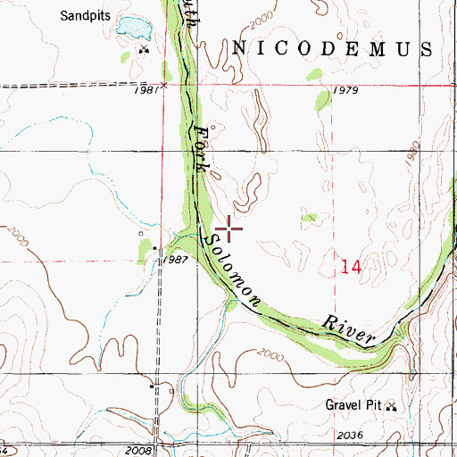 Topographic Map of Sand Creek, KS