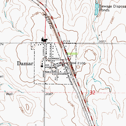 Topographic Map of Damar, KS