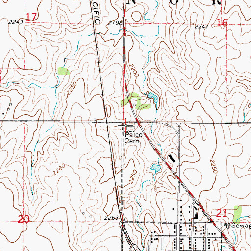 Topographic Map of Palco Cemetery, KS