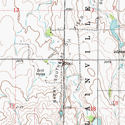 Topographic Map of Barry Southeast Oil Field, KS