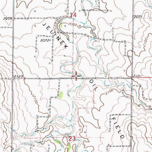 Topographic Map of Jelinek Oil Field, KS