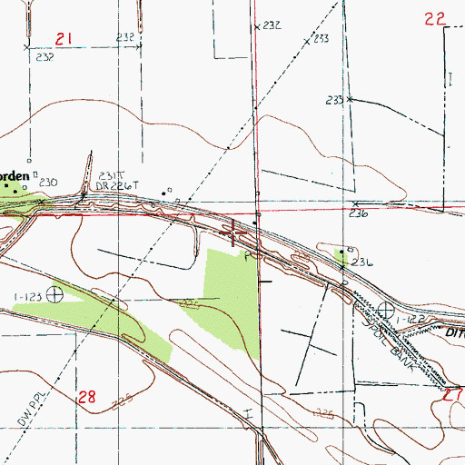 Topographic Map of Butler Lake Ditch, AR