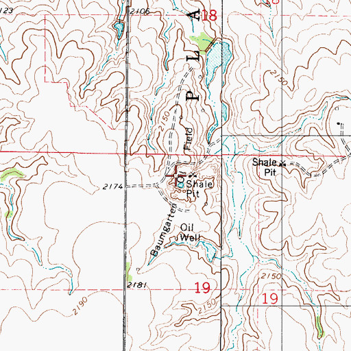 Topographic Map of Baumgarten Oil Field, KS