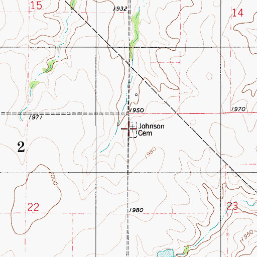 Topographic Map of Johnson Cemetery, KS