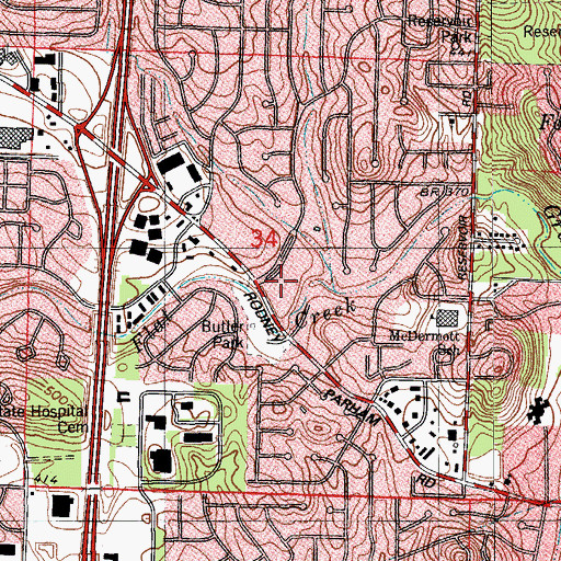Topographic Map of Butler Park, AR