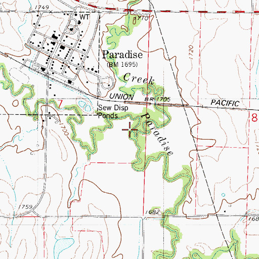 Topographic Map of Eagle Creek, KS
