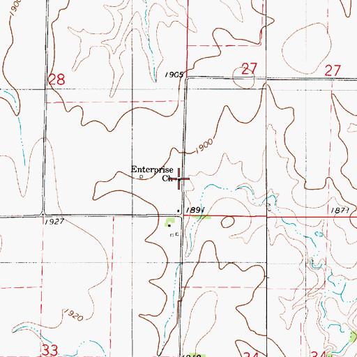 Topographic Map of Enterprise Church, KS