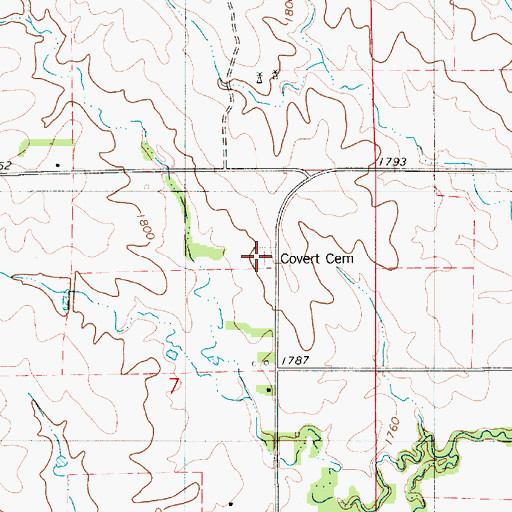 Topographic Map of Covert Cemetery, KS
