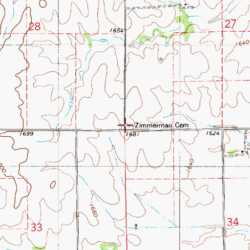 Topographic Map of Zimmerman Cemetery, KS