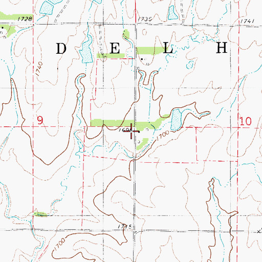Topographic Map of Township of Delhi, KS