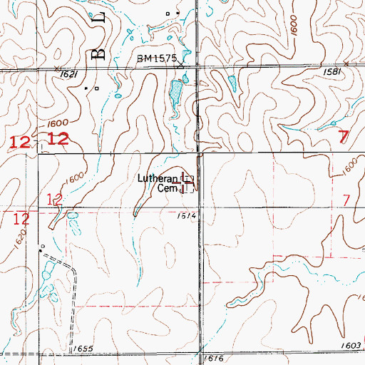 Topographic Map of Lutheran Cemetery, KS